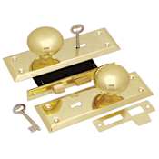 First Watch Double Cylinder Brass and Steel Keyed Entry Mortise Lock Knobset Polished Brass