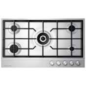 Fisher and Paykel Series 7 36 Inch Wide 5 Burner Natural Gas Cooktop with Auto-Reignite Stainless Steel