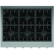 Fisher and Paykel 36 Inch Wide 6 Burner Professional Style Series 9 Natural Gas Cooktop Stainless Steel