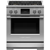 Fisher and Paykel Series 9 30 Inch Wide 4 Cu. Ft. Free Standing Dual Fuel Range with Tilting Touch Screen Interface Stainless Steel