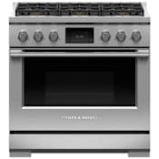 Fisher and Paykel Series 9 36 Inch Wide 4.8 Cu. Ft. Free Standing Dual Fuel Range with Self-Cleaning Feature Stainless Steel
