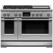 Fisher and Paykel Series 9 48 Inch Wide 6.9 Cu. Ft. Free Standing Dual Fuel Range with Multi-Language Interface Stainless Steel