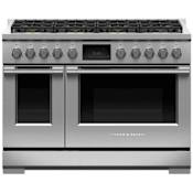 Fisher and Paykel Series 9 48 Inch Wide 6.9 Cu. Ft. Free Standing Dual Fuel Range with Sealed Dual Flow Burners Stainless Steel