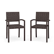 Flash Furniture Bedford Pack of 2 21" Wide Rattan, Wicker Framed Indoor-Outdoor Dual Arm Chairs Brown