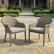 Flash Furniture Martha Stewart Lily Pond Set of 2 Indoor-Outdoor Stackable Patio Dining Armchairs Gray