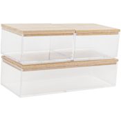 Flash Furniture Brody 2" Tall Stacking Clear Office Organizer Set Clear / Light Natural