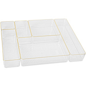 Flash Furniture Kerry 2" Tall Office Organizer Set with Textured Base Clear / Gold