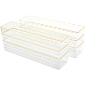Flash Furniture Kerry 2" Tall Office Organizer Set with Recessed Bottoms Clear / Gold
