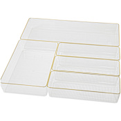 Flash Furniture Kerry 2" Tall Office Organizer Set with Stack and Slide Clear / Gold
