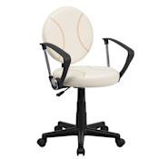 Flash Furniture Baseball 23"W Adjustable Youth Swivel Office Desk Chair with Arms and Baseball Seat and Back N/A