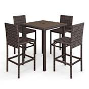 Flash Furniture Bedford 5 Piece Engineered Wood, Polyethylene, Rattan, and Wood Framed Outdoor Dining Set Brown