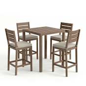 Flash Furniture Bedford 5 Piece Aluminum, Foam, and Synthetic Framed Plastic Outdoor Dining Set with 35-1/2" Square Patio Table Brown / Cream