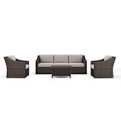 Flash Furniture Bedford 5 Piece Rattan and Wicker Framed Outdoor Conversation Set Brown