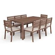 Flash Furniture Bedford 9 Piece Aluminum and Synthetic Framed Plastic Outdoor Dining Set Brown