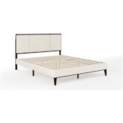 Flash Furniture Jett Queen Poplar and Rubberwood Bed Frame with Inset Design Beige / Dark Brown