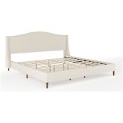Flash Furniture Amelia King Wooden Bed Frame with Solid Wood Frame Beige / Walnut
