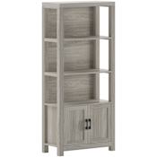 Flash Furniture Hutton 68" Tall Steel and Wood Shelving Unit with Built In Storage Cabinet Gray / Black
