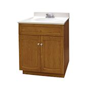 Foremost Heartland 24" Free Standing Vanity Set with Wood Cabinet, Cultured Marble Top, One Integrated Sink, and One Centerset Faucet Oak