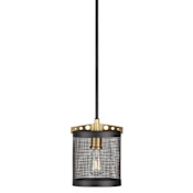 Forte Lighting Takoma 8" Wide Cage Mini Pendant Black and Soft Gold