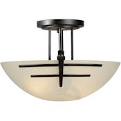 Forte Lighting Two Light Steel Semi-Flush Mount Ceiling Fixture Antique Bronze