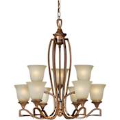 Forte Lighting 28Wx31H 9 Light Chandelier Rustic Sienna