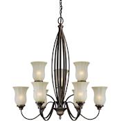 Forte Lighting 32Wx35H 9 Light Chandelier Antique Bronze