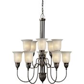 Forte Lighting 31Wx35H 10 Light 2 Tier Chandelier Antique Bronze