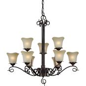 Forte Lighting 32Wx30H 9 Light Chandelier Antique Bronze