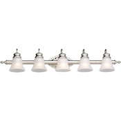 Forte Lighting 5 Light 40" Wide Bathroom Fixture from the Bath Collection Brushed Nickel