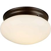 Forte Lighting 2 Light 9-1/2" Wide Indoor Flush Mount Ceiling Fixture with Opal Glass Shade Antique Bronze