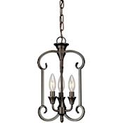 Forte Lighting Ione 3 Light 9" Wide Pillar Candle Mini Pendant Antique Bronze