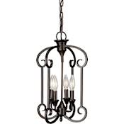 Forte Lighting Ione 4 Light 12" Wide Pillar Candle Pendant Antique Bronze
