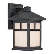Forte Lighting Single Light 11" Tall Outdoor Wall Sconce with Honey Glass Panels Black