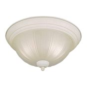 Forte Lighting 2 Light 13" Wide Flush Mount Bowl Ceiling Fixture with Fluted Satin Etched Glass White