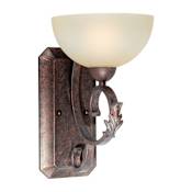 Forte Lighting Single Light 14" Tall Wall Sconce with Umber Mist Glass Shade Black Cherry
