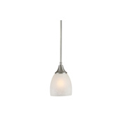Forte Lighting Single Light 5" Wide Mini Pendant with White Linen Glass Shade Brushed Nickel