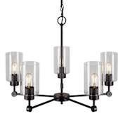 Forte Lighting Jayden 5 Light 24" Wide Pillar Candle Chandelier Black