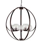 Forte Lighting 5 Light 29" Wide Chandelier with Clear Globe Glass Shades Antique Bronze