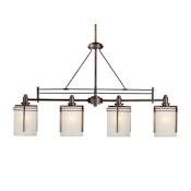 Forte Lighting 4 Light 36" Wide Pillar Candle Chandelier with White Linen Glass Shades Antique Bronze
