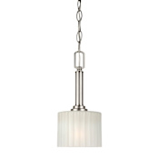 Forte Lighting Single Light 6" Wide Mini Pendant with Satin White Glass Shade Brushed Nickel