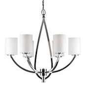 Forte Lighting 6 Light 26" Wide Pillar Candle Chandelier with Satin Opal Glass Shades Chrome