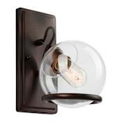 Forte Lighting Single Light 10" Tall Wall Sconce with Clear Globe Glass Shade Antique Bronze
