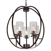 Forte Lighting Orbit 5 Light 24" Wide Pillar Candle Globe Chandelier Antique Bronze