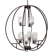 Forte Lighting Orbit 9 Light 36" Wide Pillar Candle Globe Chandelier Antique Bronze