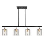 Forte Lighting Tyrone 4 Light 42" Wide Linear Chandelier Black and Soft Gold
