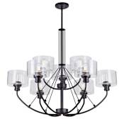 Forte Lighting Zane 9 Light 37" Wide Pillar Candle Chandelier Black