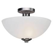 Forte Lighting Halo 2 Light 14" Wide Semi-Flush Bowl Ceiling Fixture Brushed Nickel