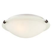 Forte Lighting 2 Light 12" Wide Flush Mount Bowl Ceiling Fixture with White Glass Shade Antique Bronze