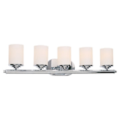 Forte Lighting 5 Light 30" Wide Bathroom Vanity Light with Satin Opal Glass Shades Chrome