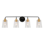 Forte Lighting Ronna 4 Light 35" Wide Bathroom Vanity Light Black and Soft Gold